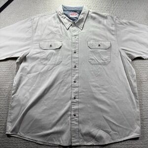 Wrangler Premium Quality Mens Casual Button Up Shirt 2XL Tan Pockets